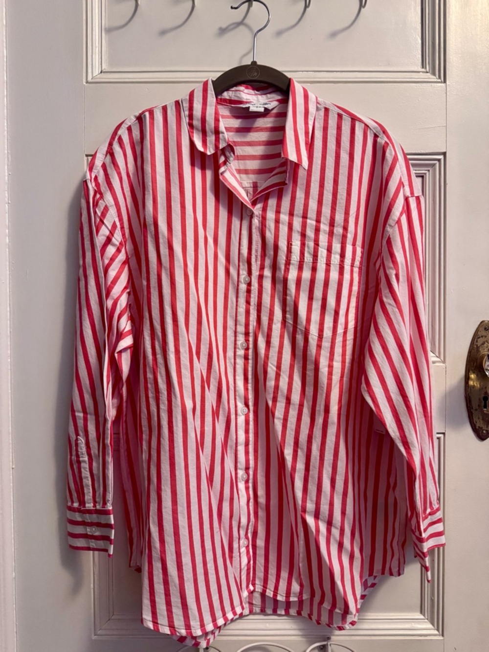 Old Navy Red and White Stripe Button-Down Shirt